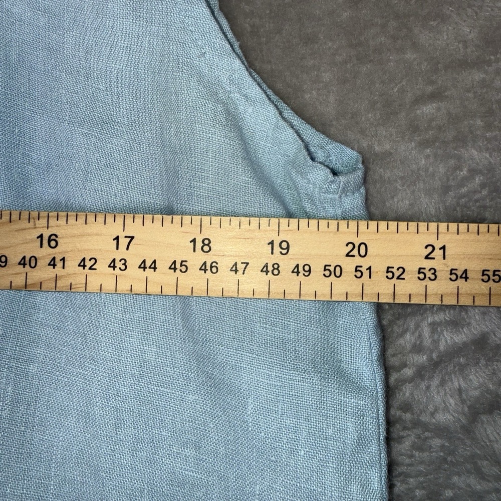 Tom Tom Maxi Dress 100% Linen Womens Large Light‎ Blue Made In USA Beachy Boho - Picture 4 of 9